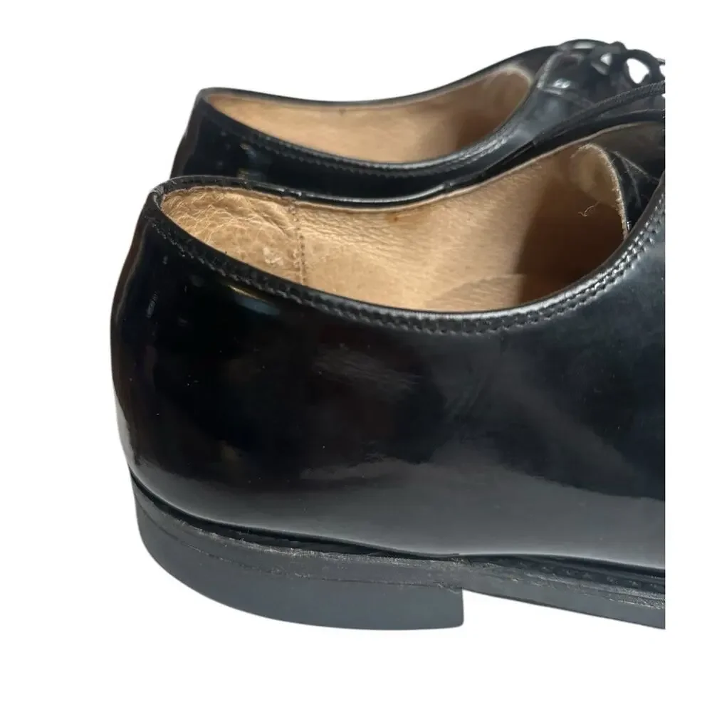 Vtg Weinbrenner Faux‎ Black Patent Mens Lace Up Dress Shoes USA Derby Size 12 D